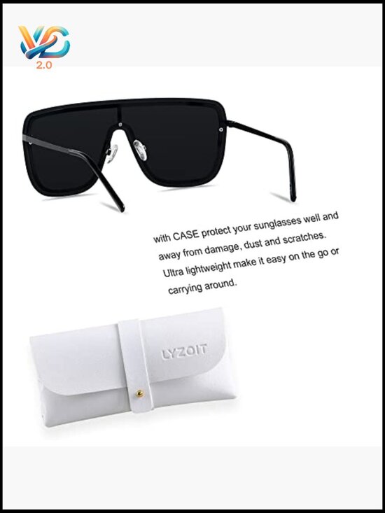 Oversized Square Rimless Shield Sunglasses Y2K Retro Flat Top Frameless main image 2